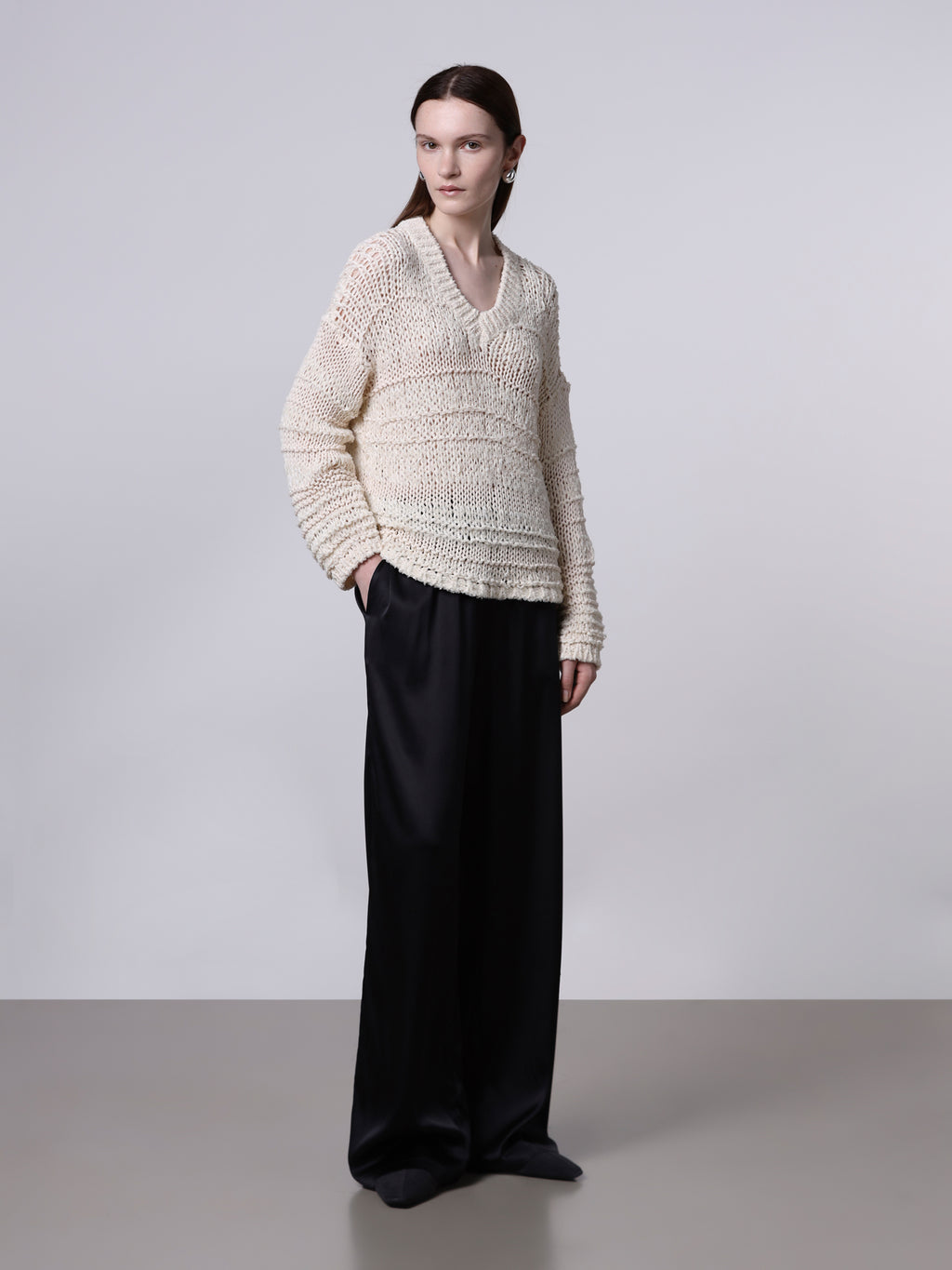 Wide silk trousers