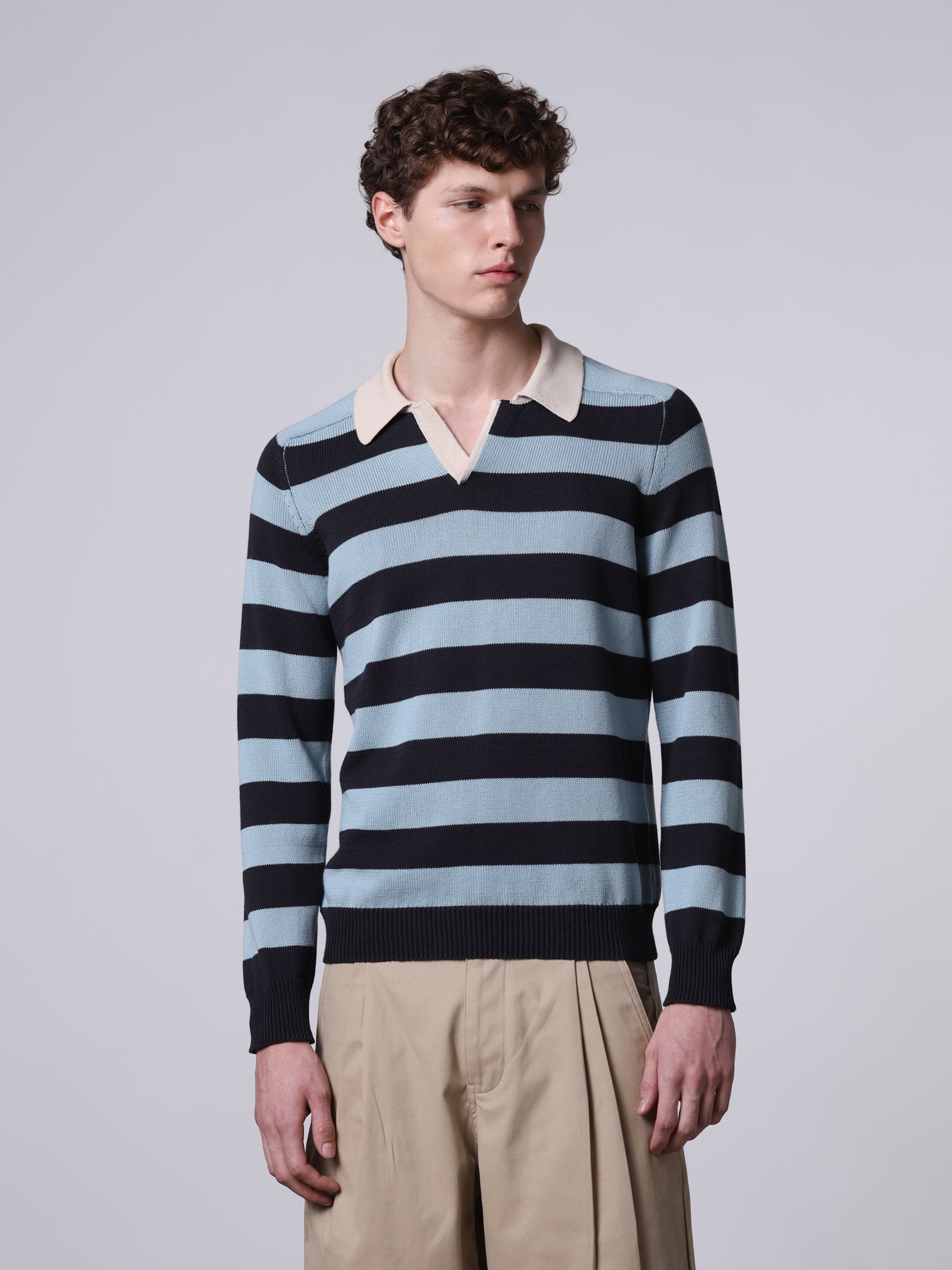 Bicolor striped polo