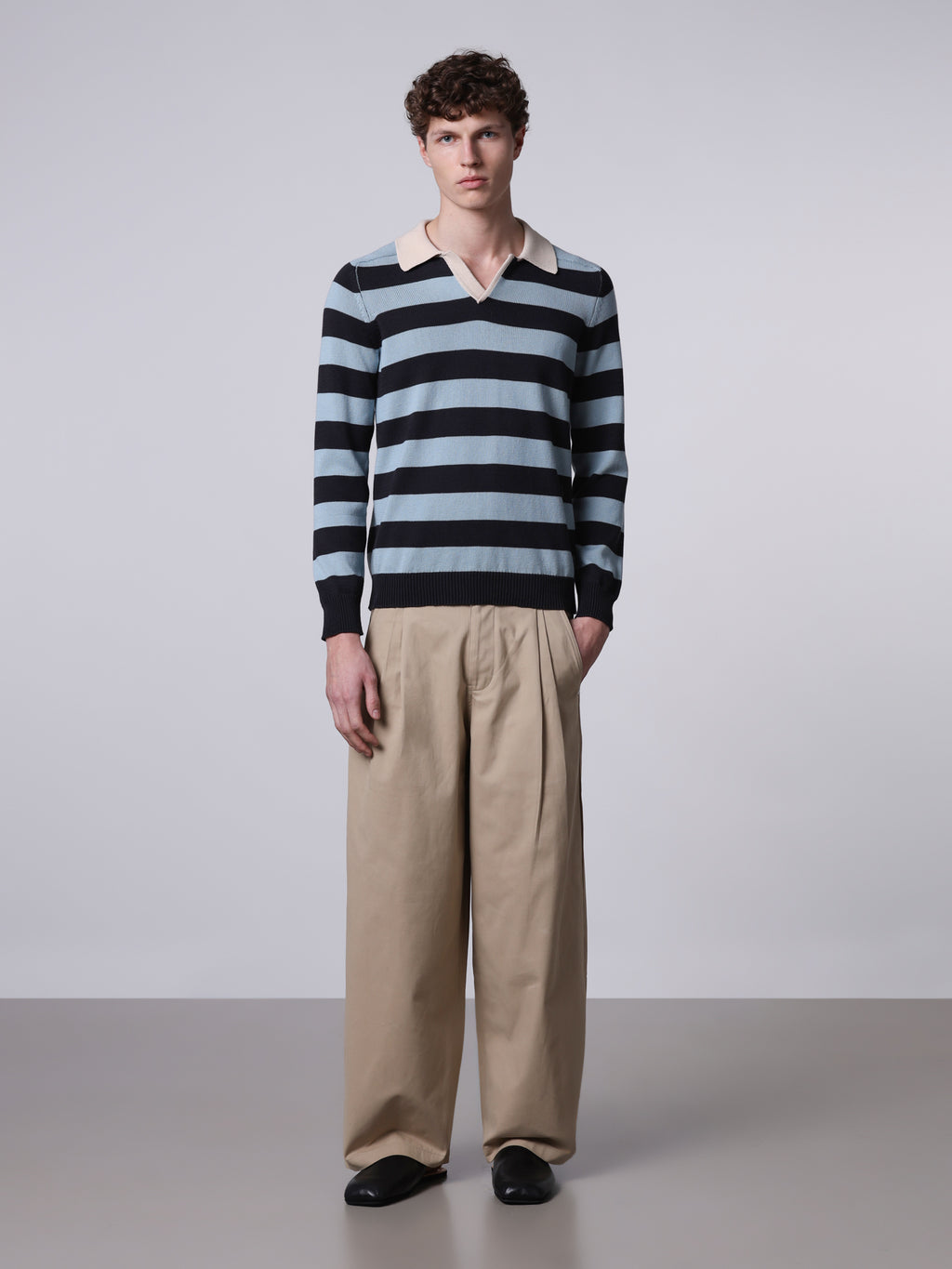 Bicolor striped polo