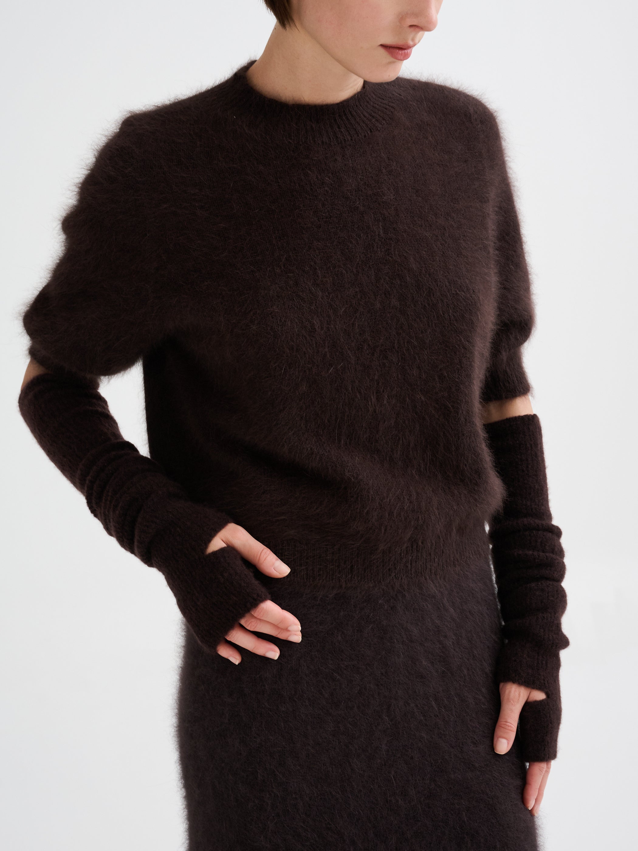 Cashmere and silk fingerless long  arm warmers