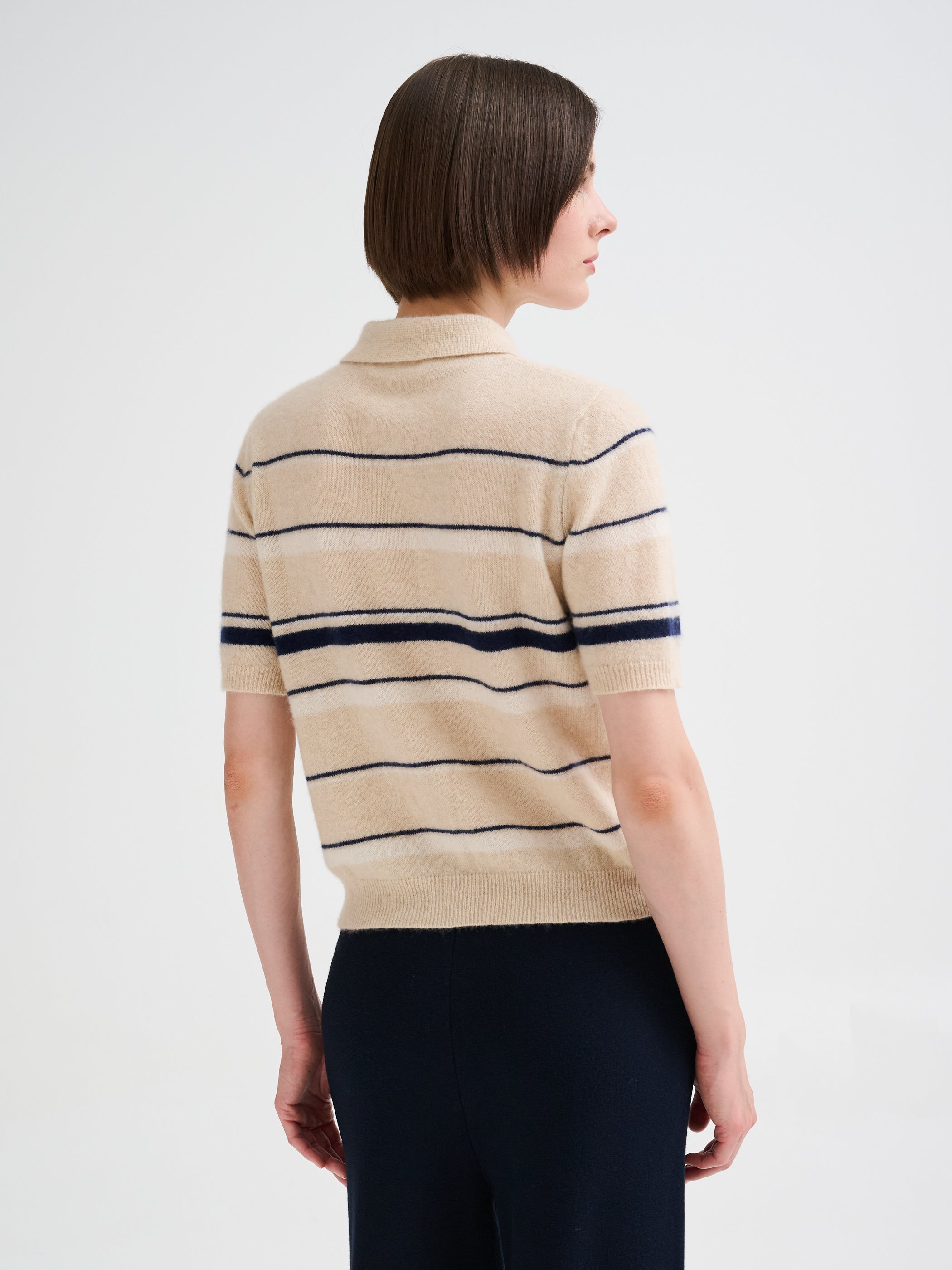 Striped cashmere and silk knit shirt