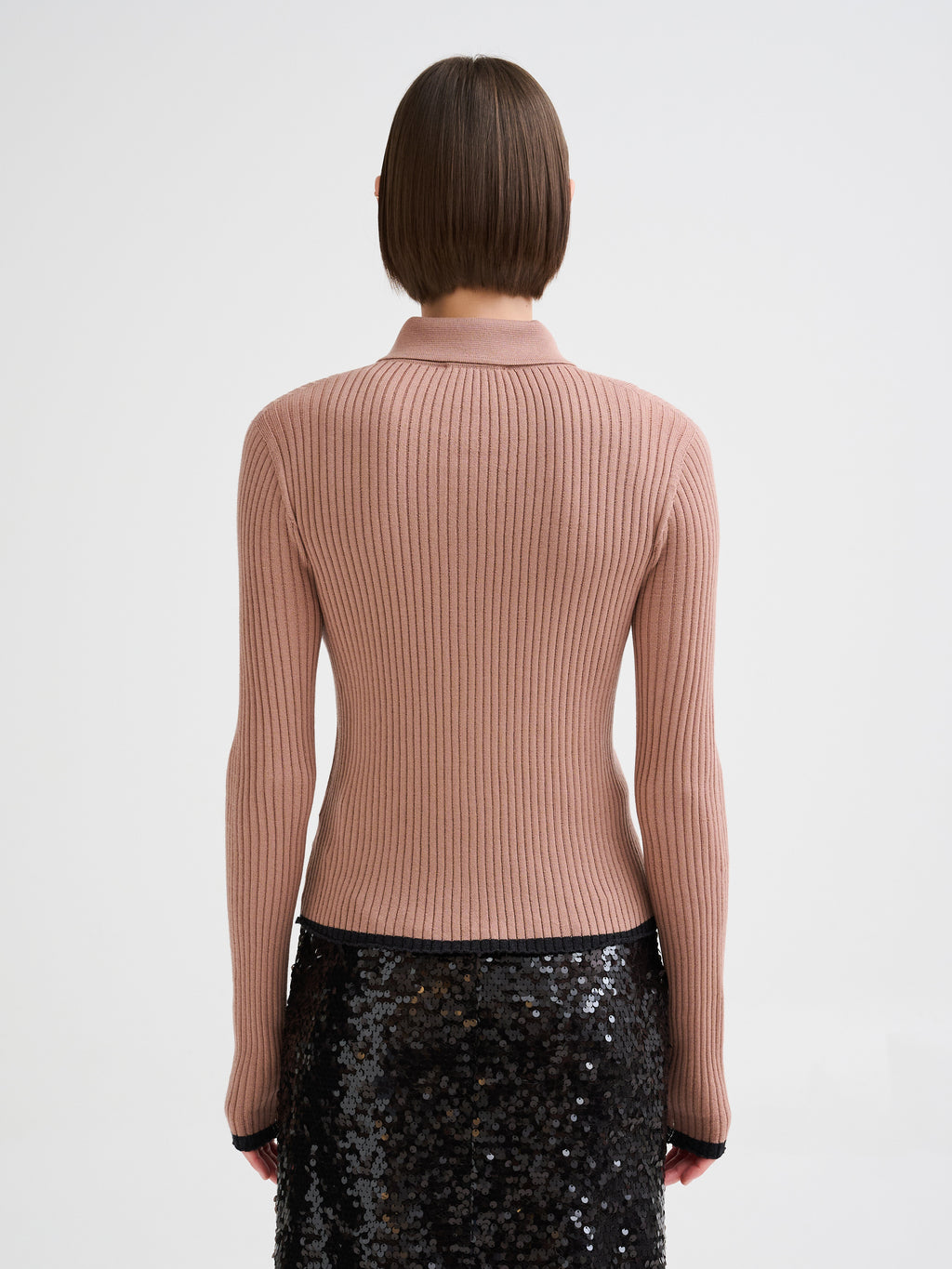 Merino wool ribbed knit shirt