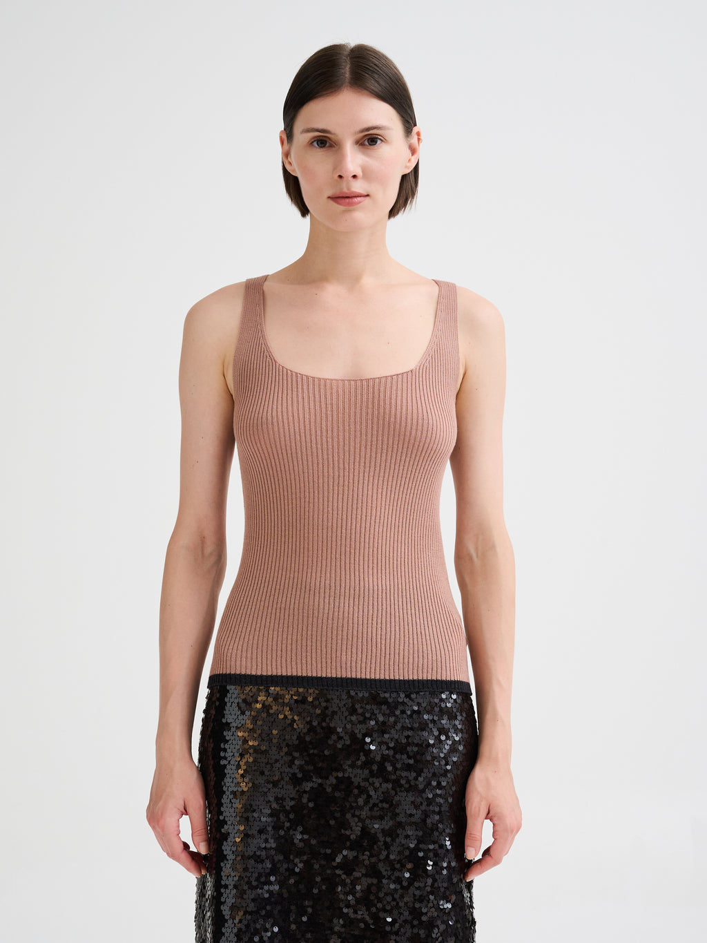 Merino wool ribbed top