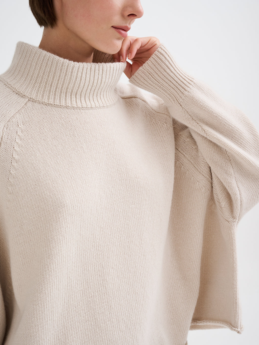 Oversized merino wool funnel-neck sweater