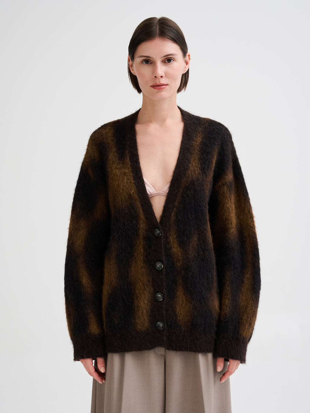 Oversized animal jacquard cardigan