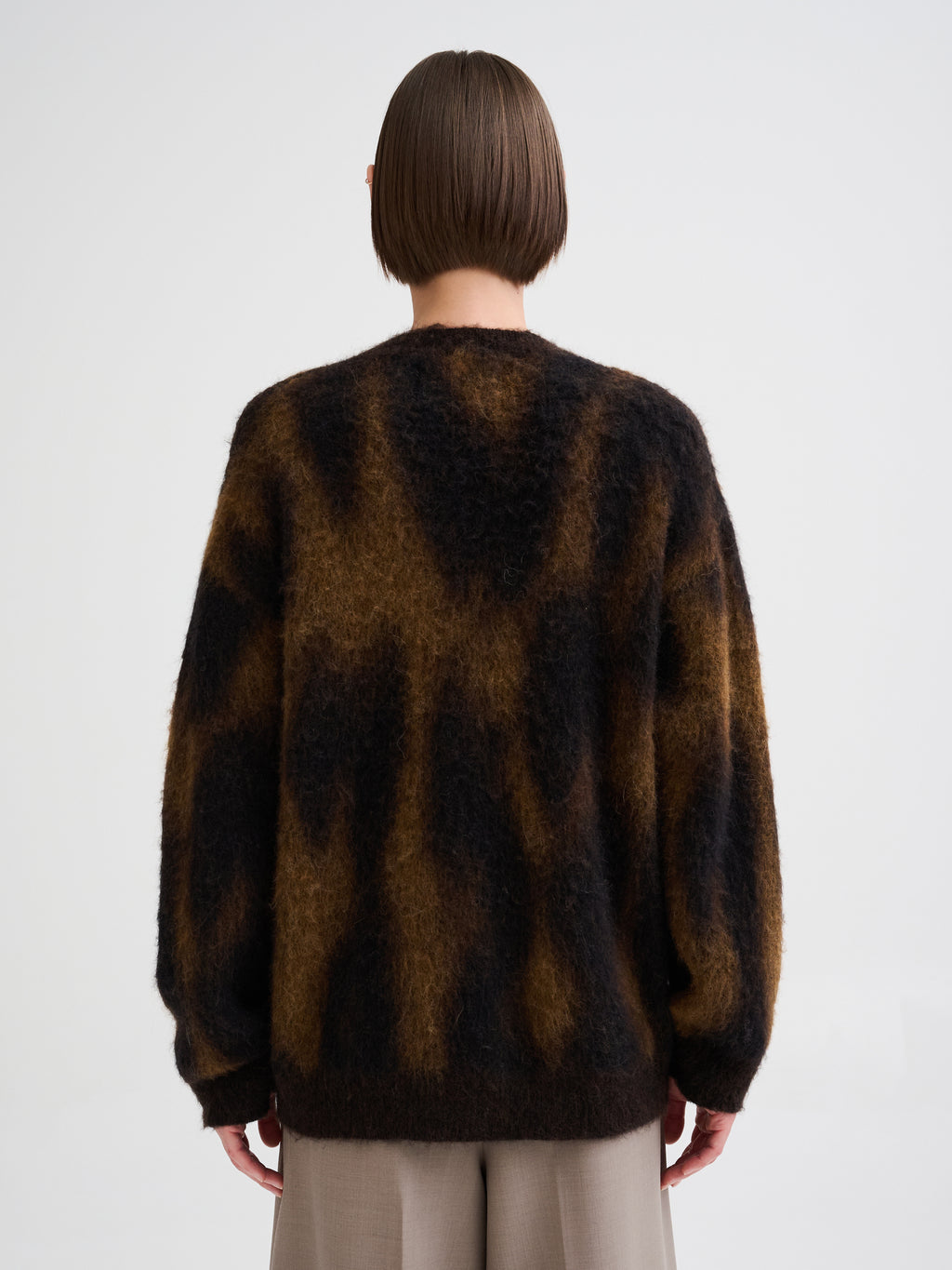Oversized animal jacquard cardigan