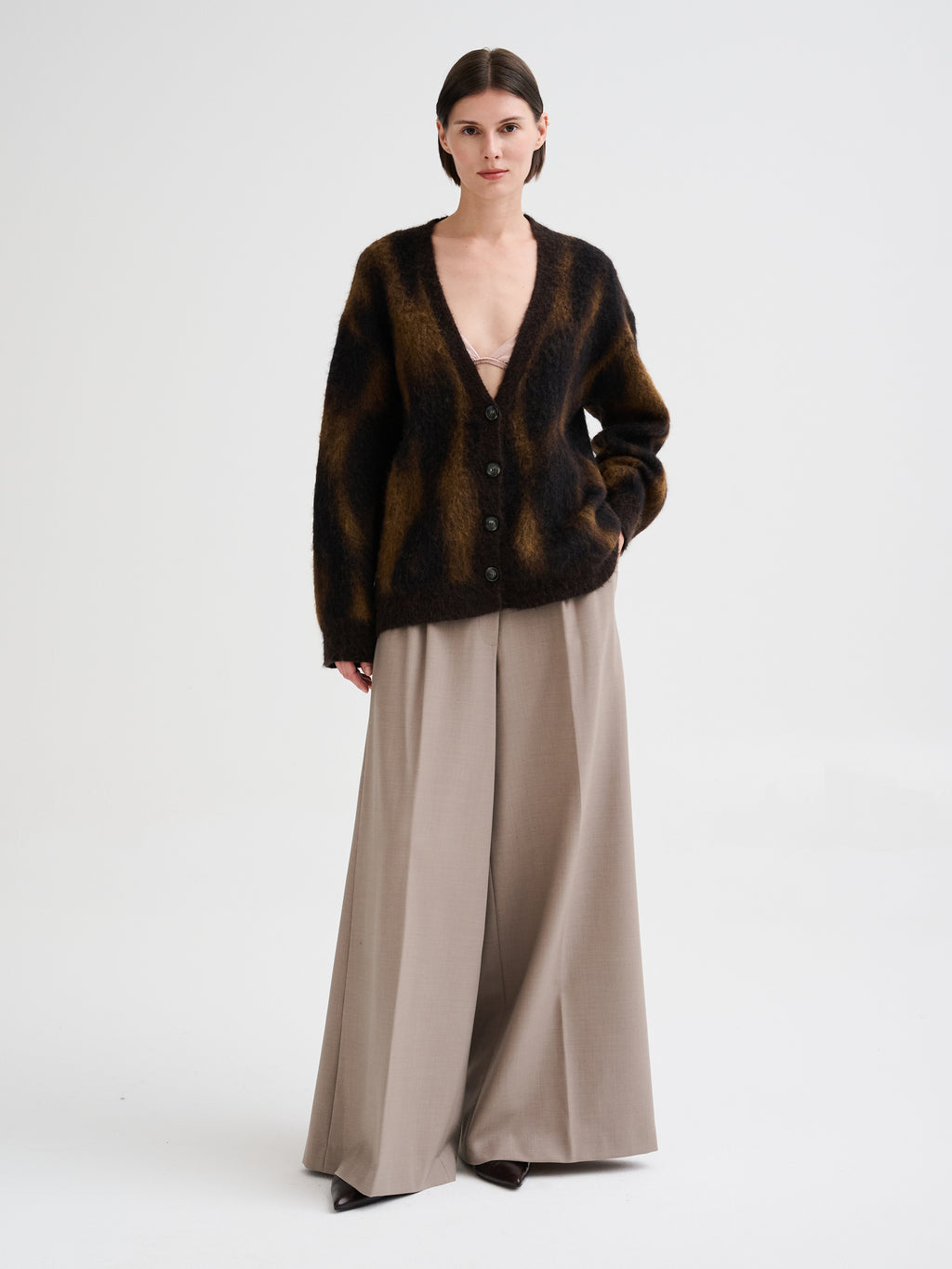 Oversized animal jacquard cardigan