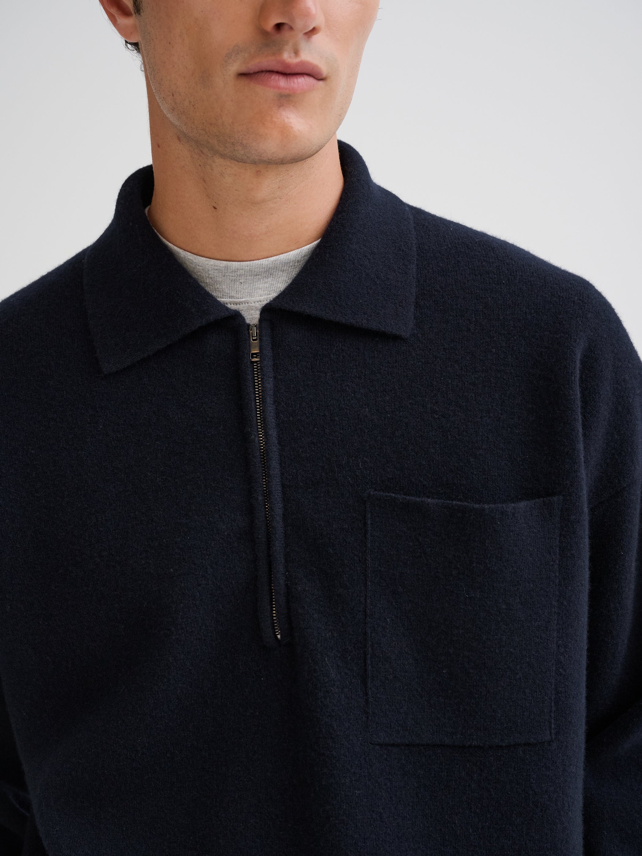 Oversized half-zip polo