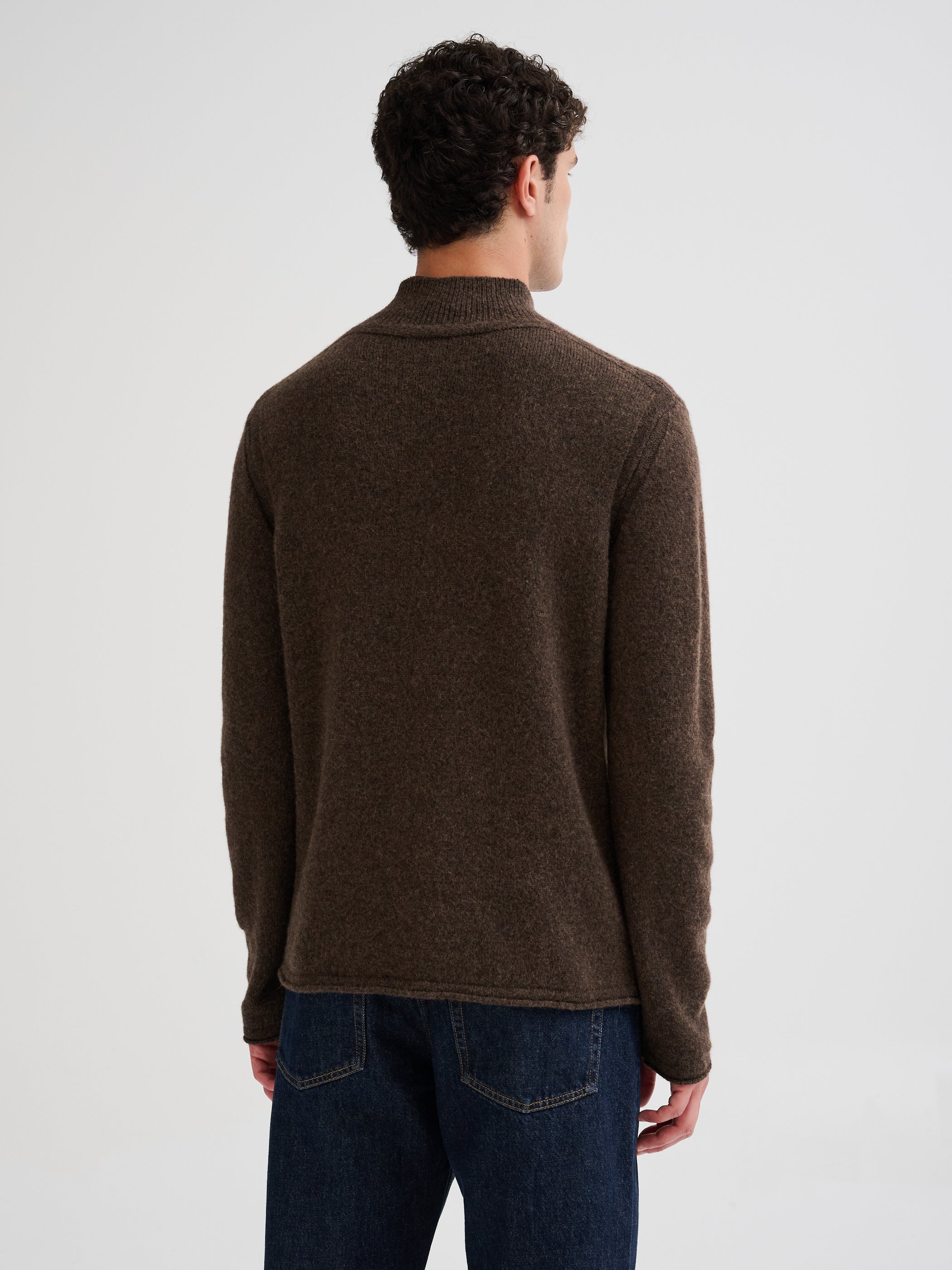 Camel wool mock-neck sweater