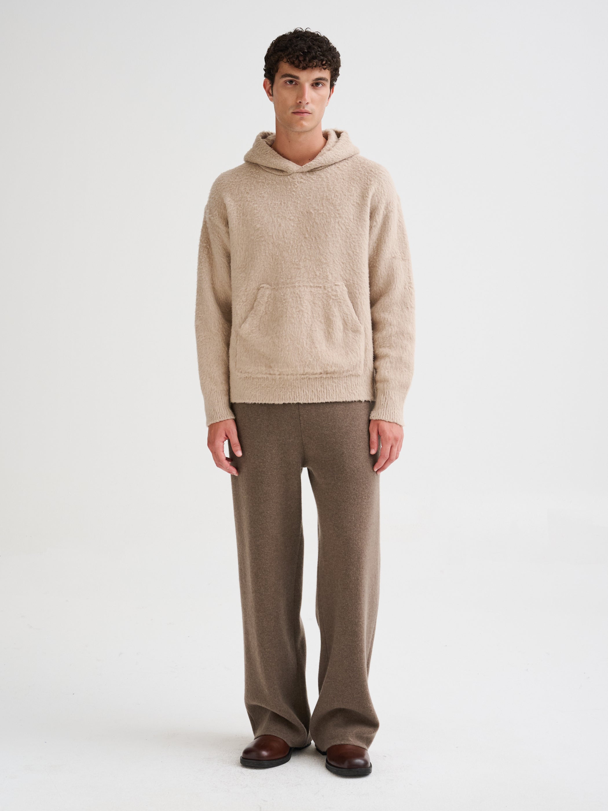 Oversized brushed hooded sweater