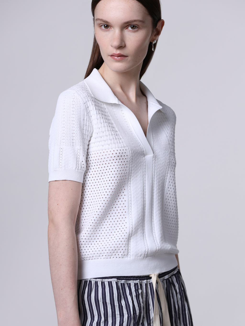 Mixed-stitch polo