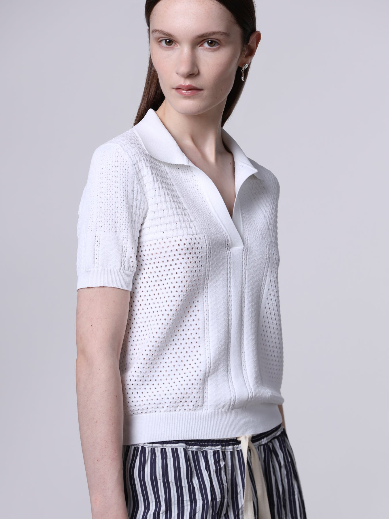 Mixed-stitch polo