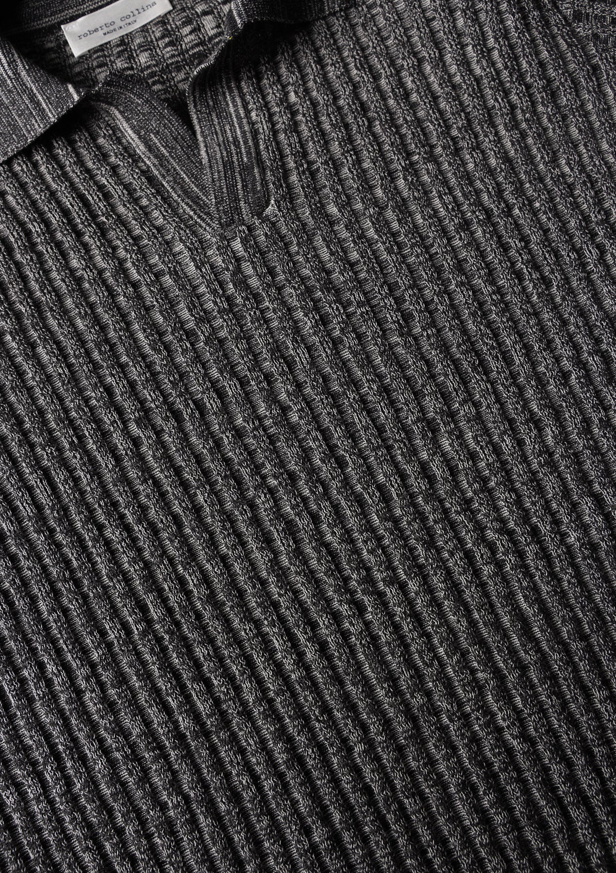 Ribbed mouliné knit polo