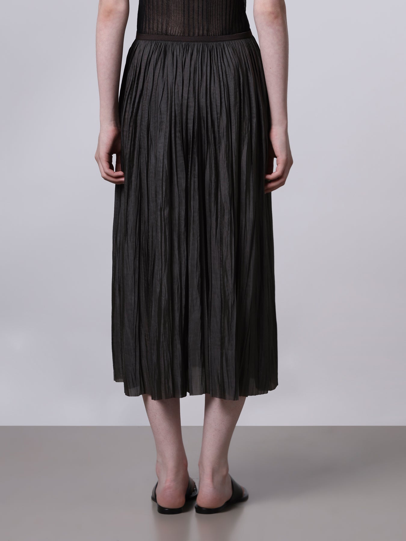 Plissé midi skirt