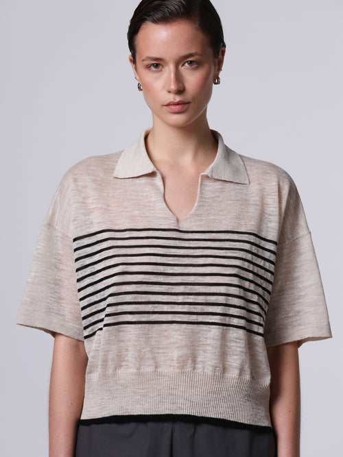 Striped linen polo