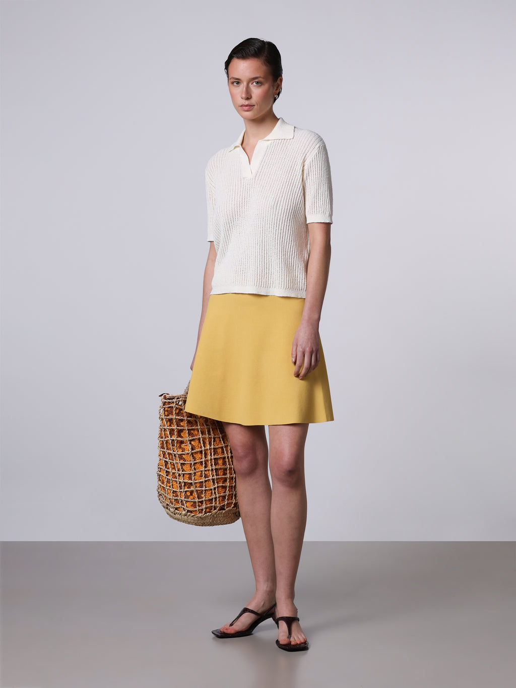 Openwork knit polo
