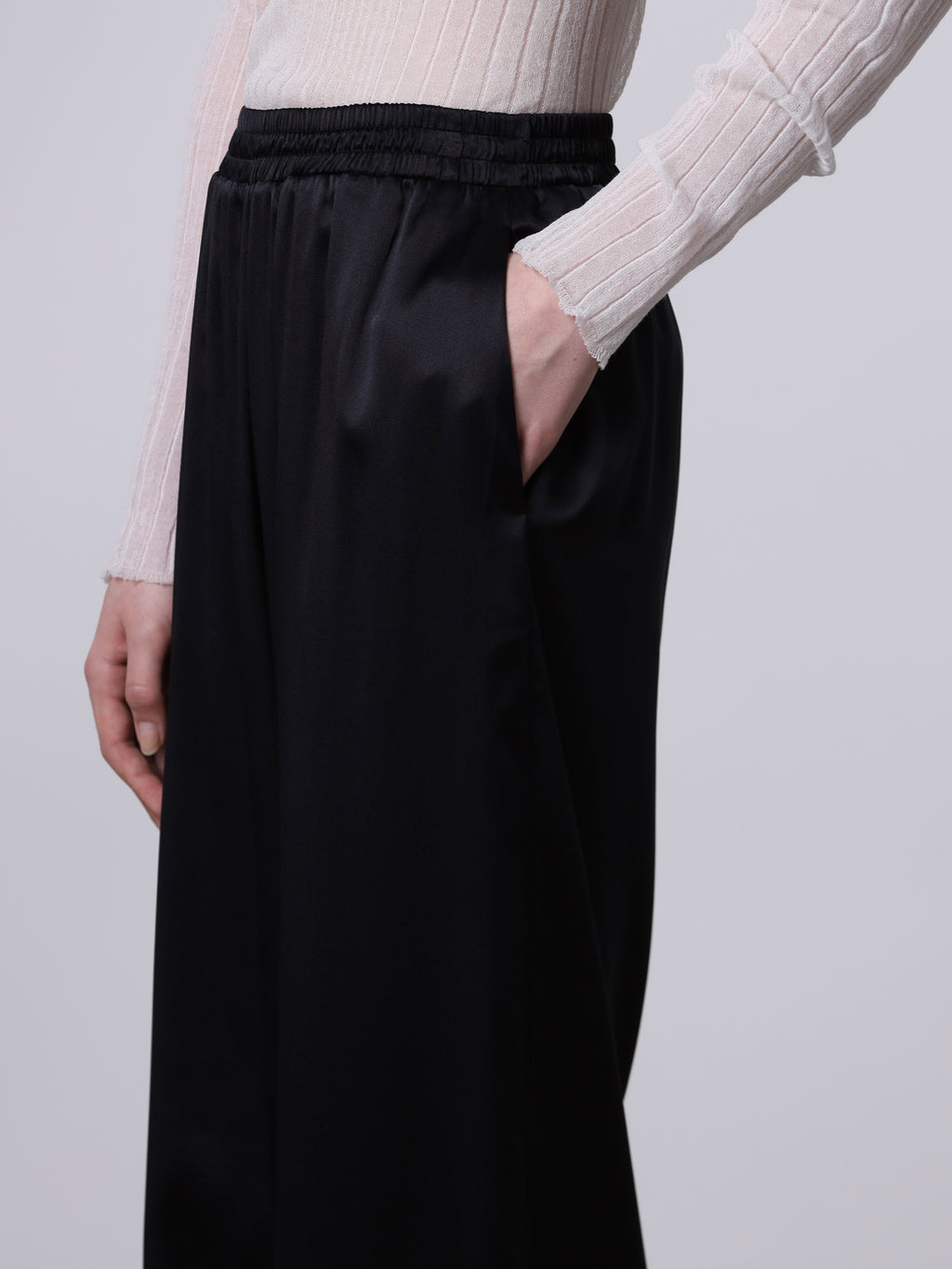 Wide silk trousers