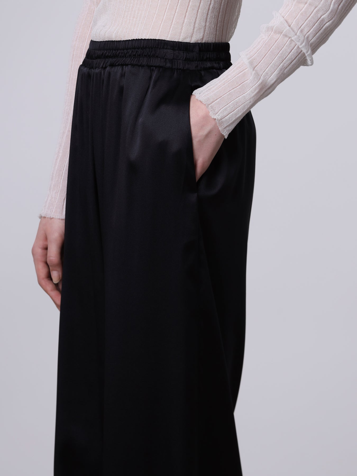 Wide silk trousers