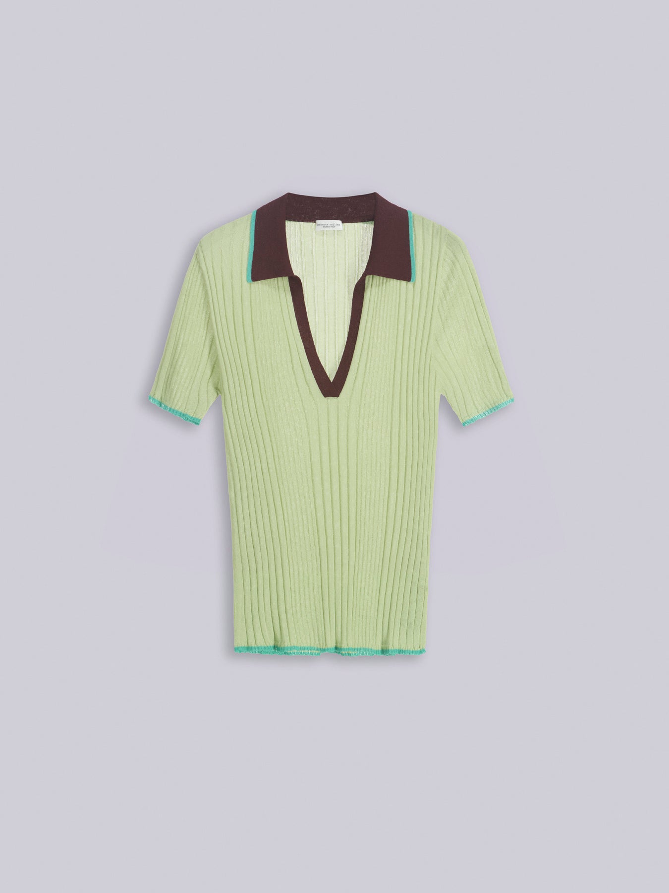 Contrast-stitch ribbed polo