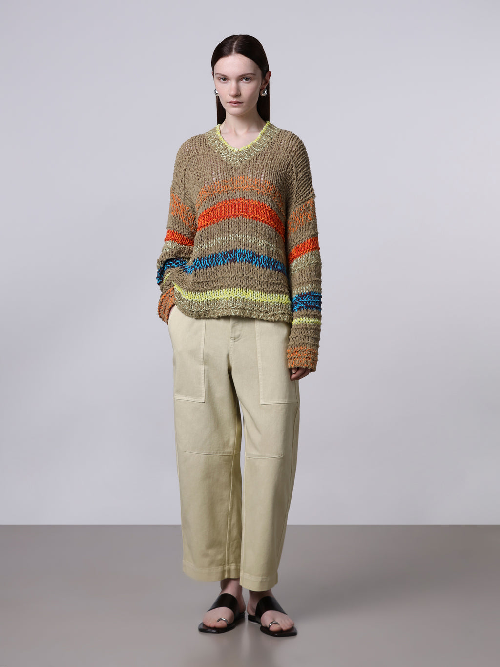 Mixed-stitch striped sweater