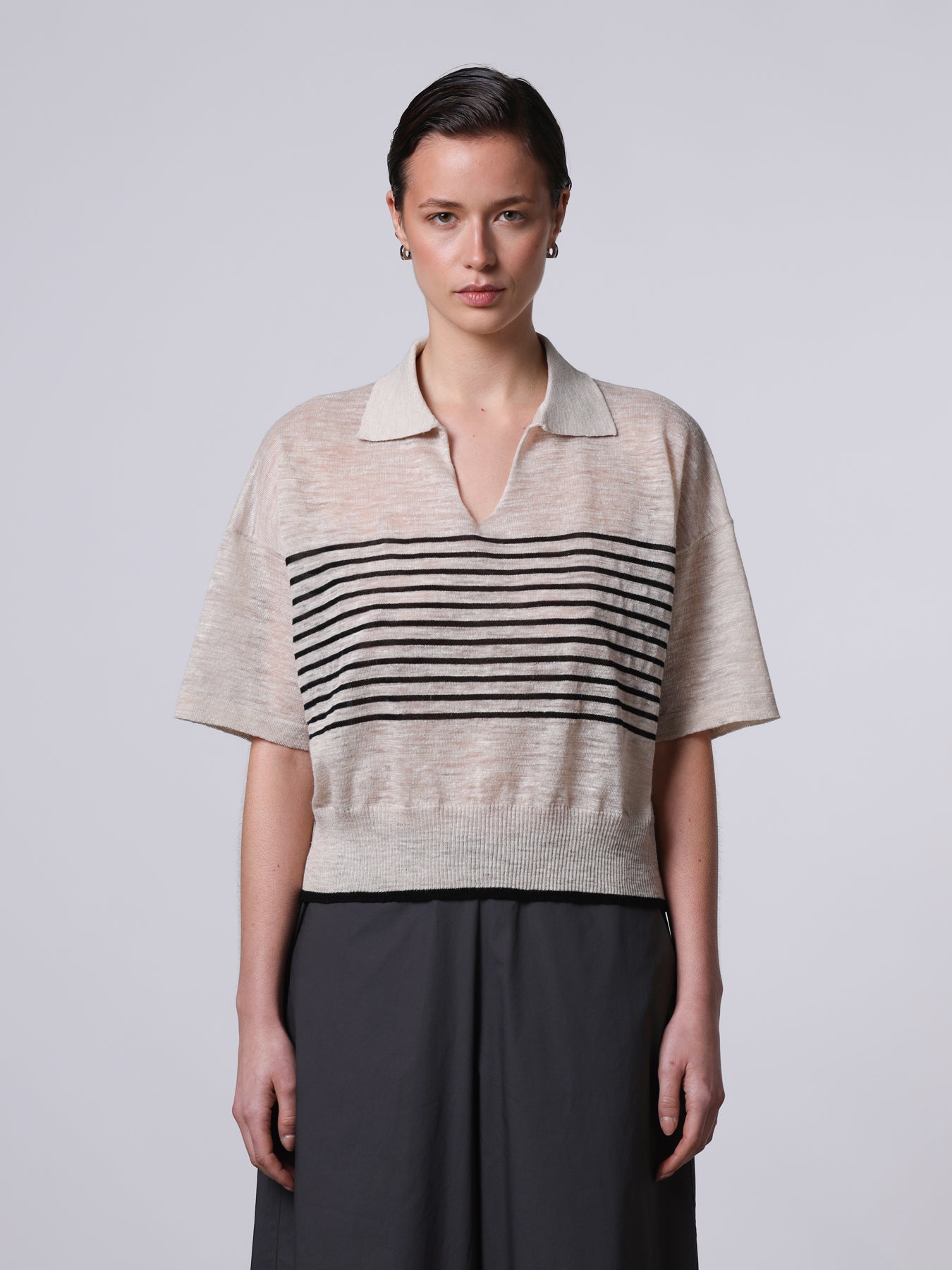 Striped linen polo