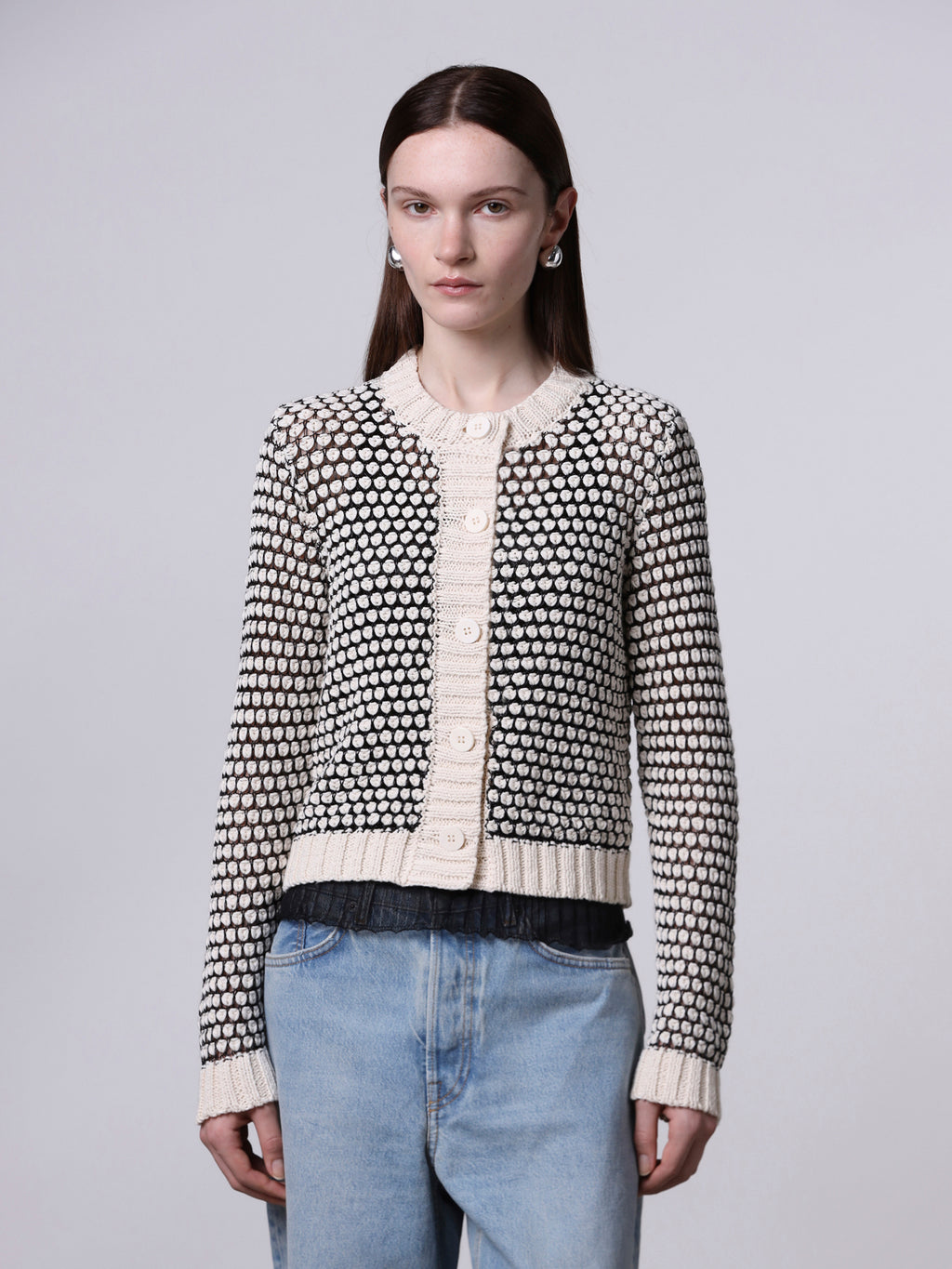 Seed stitch knit cardigan