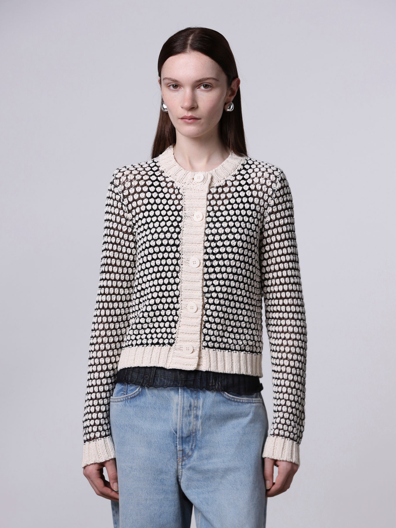 Seed stitch knit cardigan