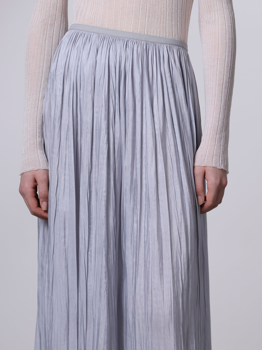 Plissé midi skirt