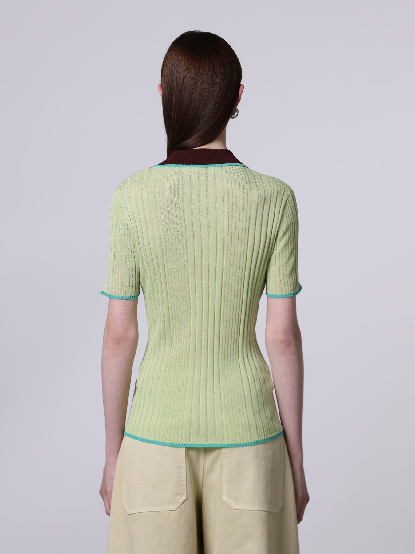 Contrast-stitch ribbed polo