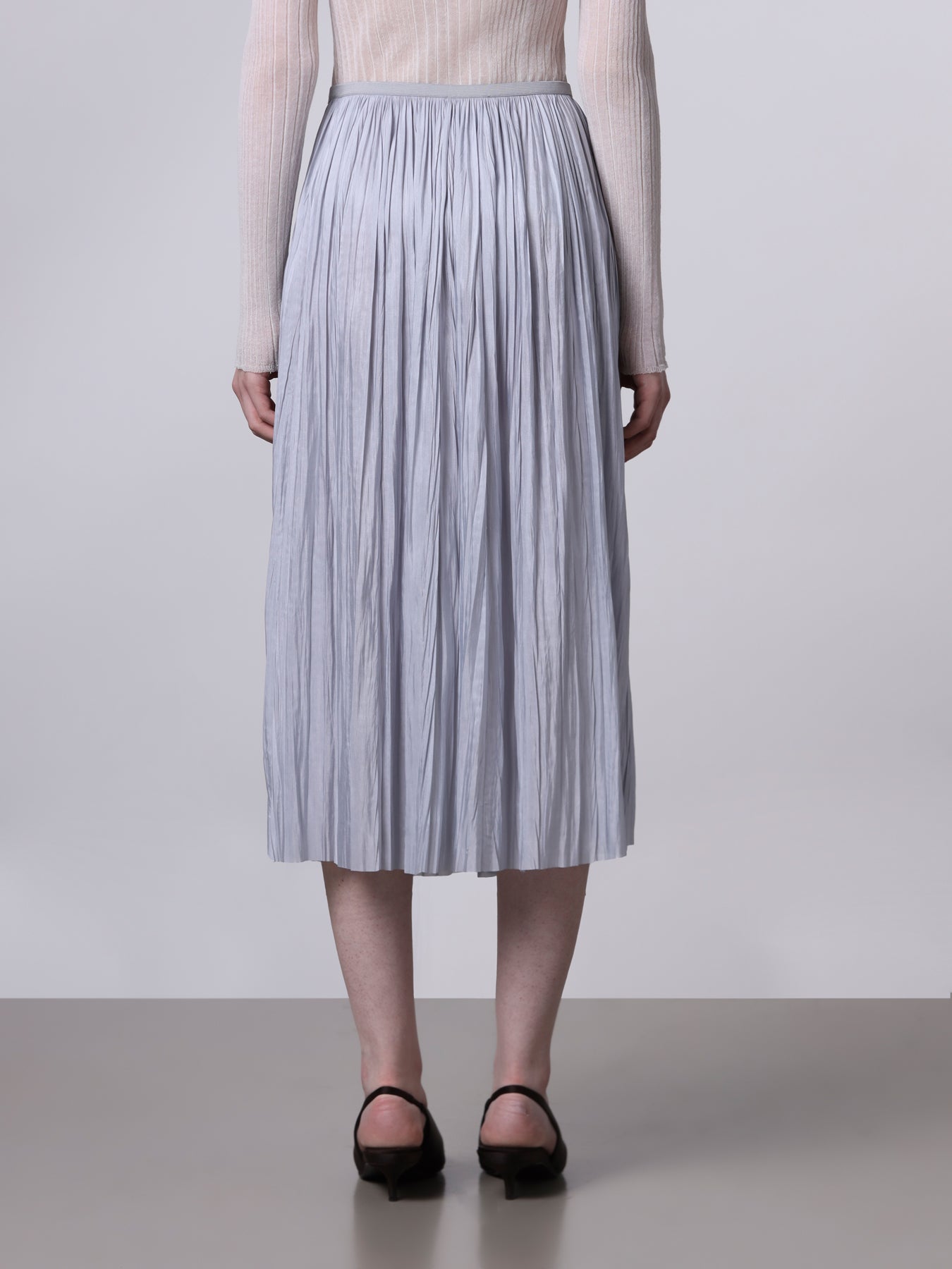 Plissé midi skirt