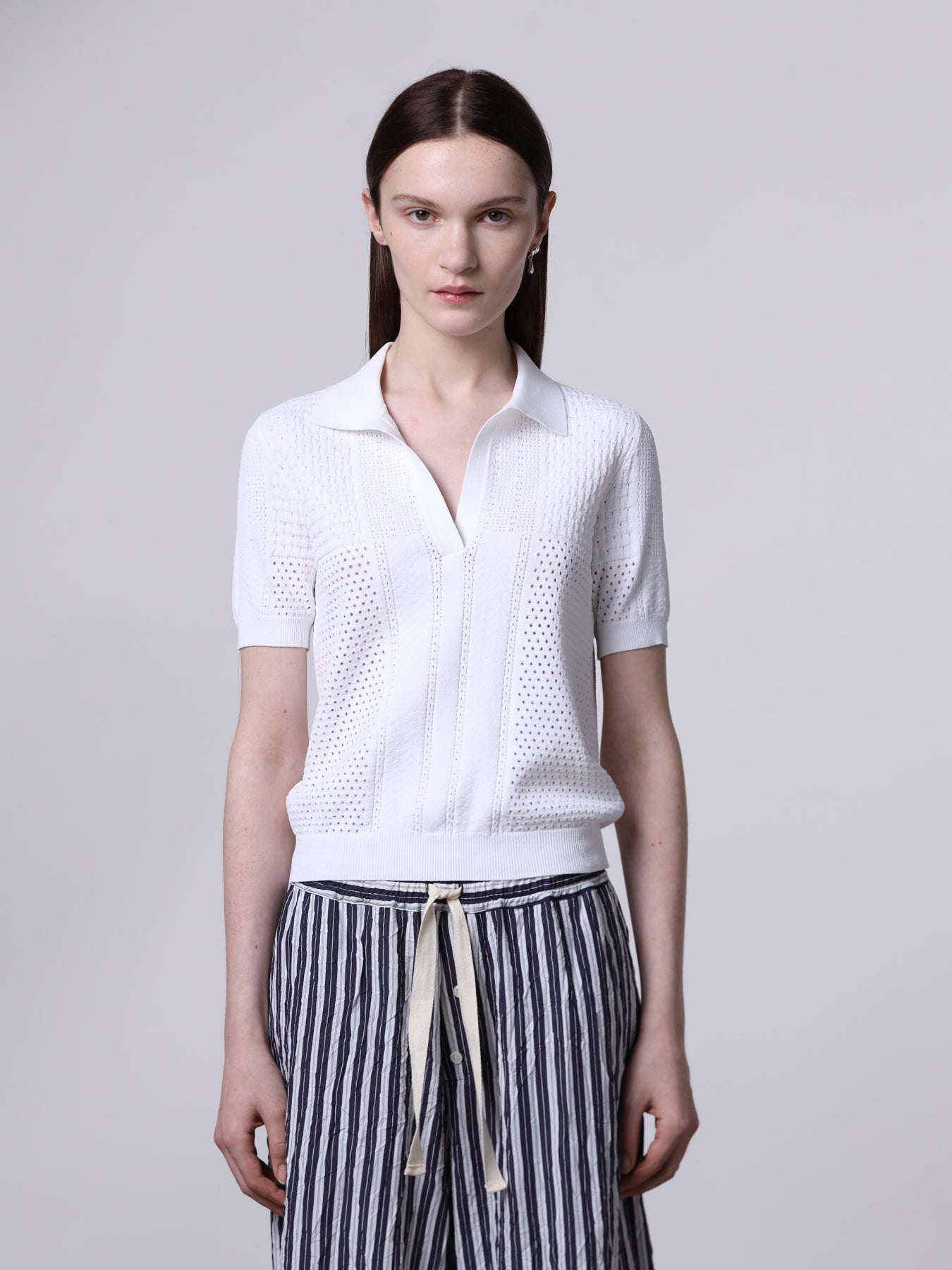 Mixed-stitch polo