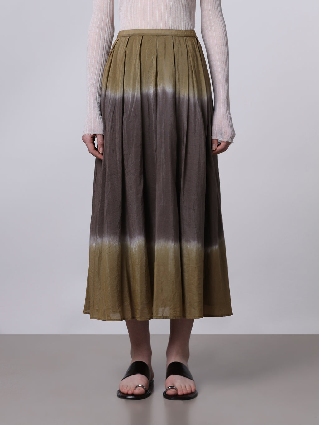 Tie-dye wide pleated skirt