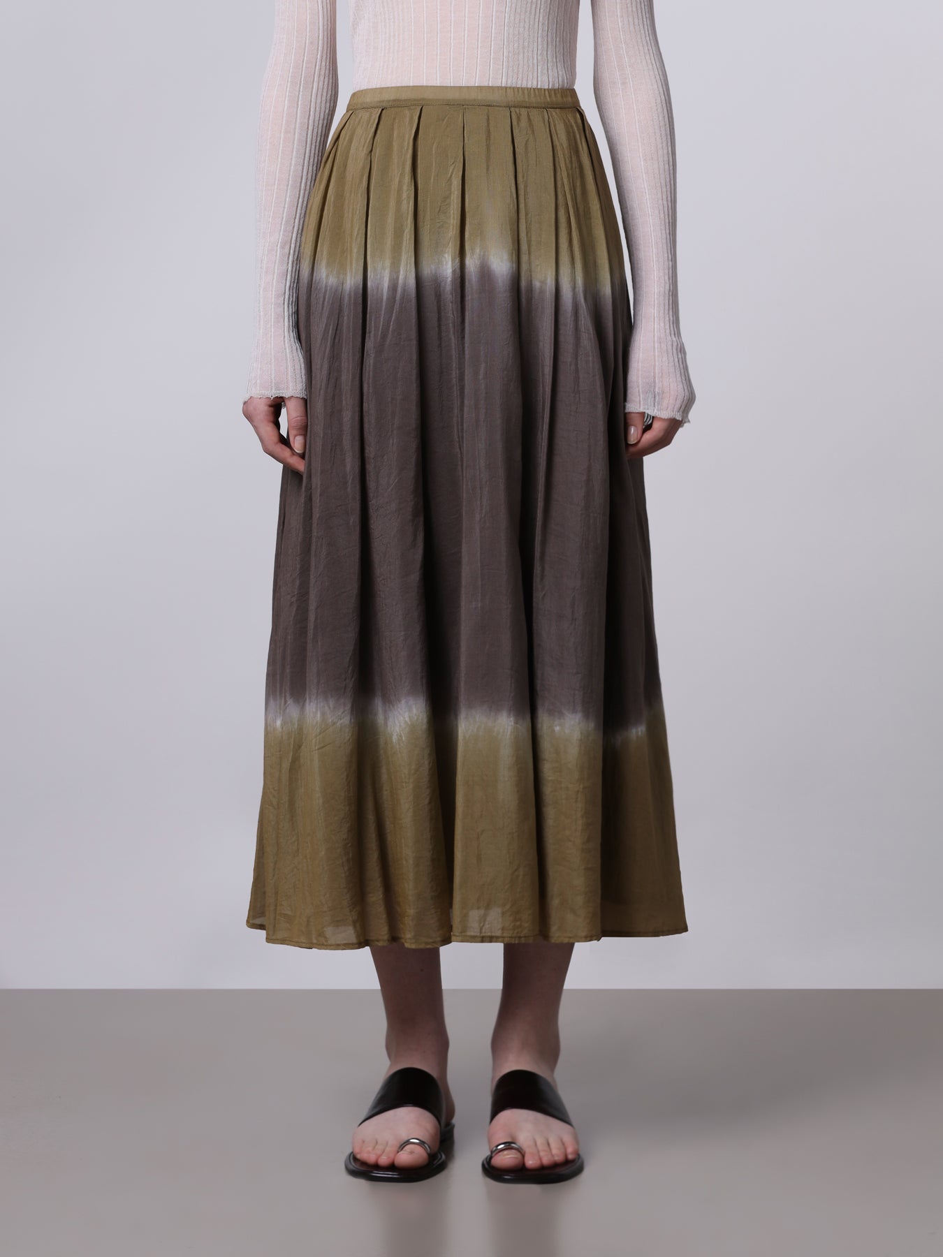 Tie-dye wide pleated skirt