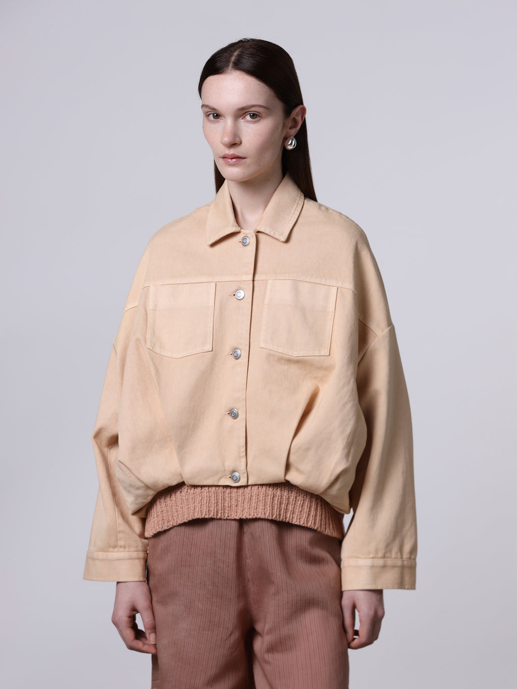 Jacket with gathered hem