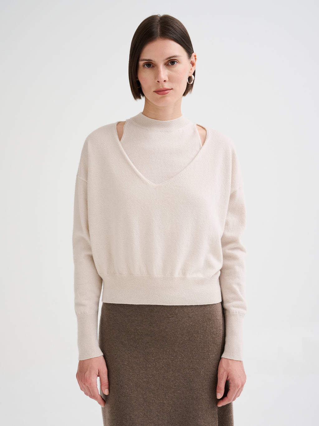 Merino wool and cashmere V-neck sweater